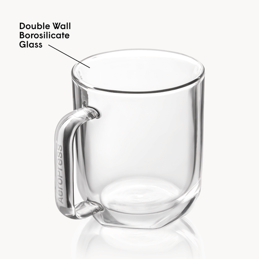AeroPress Double Wall Glass Coffee Mug - 2 Pack - Coffee Vessel for Home Brewing Stations