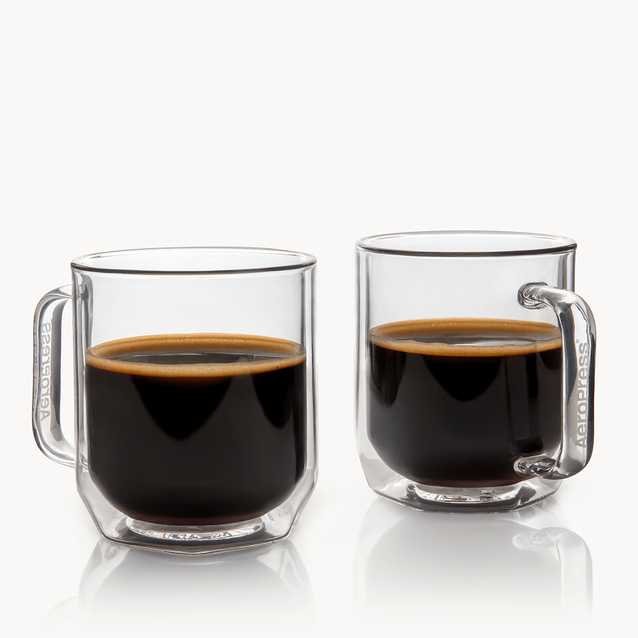 AeroPress Double Wall Glass Coffee Mug - 2 Pack - Coffee Vessel for Home Brewing Stations