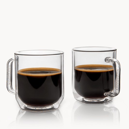 AeroPress Double Wall Glass Coffee Mug - 2 Pack - Coffee Vessel for Home Brewing Stations