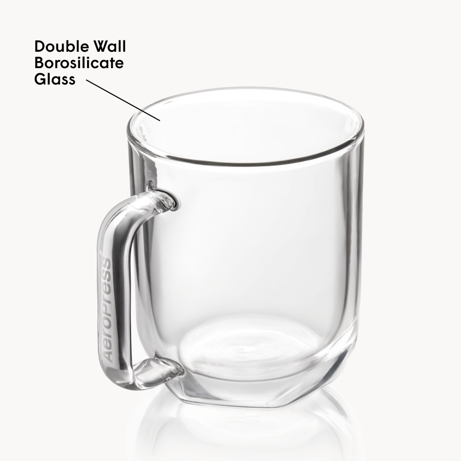 AeroPress Double Wall Glass Coffee Mug - 2 Pack - Coffee Vessel for Home Brewing Stations